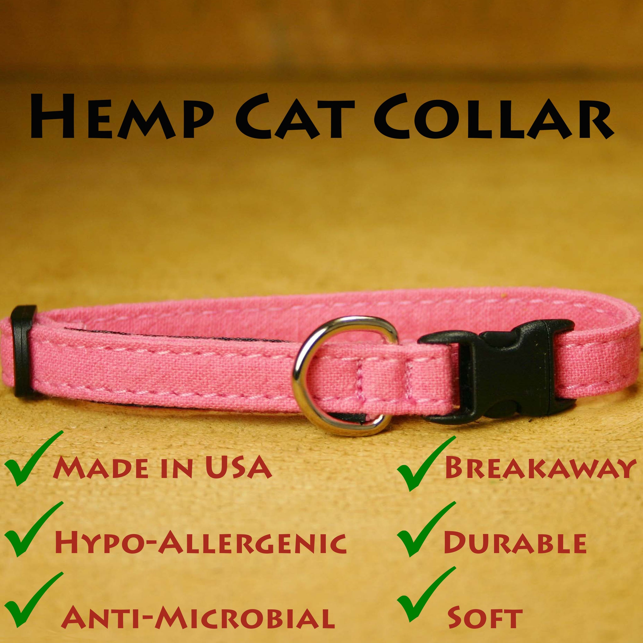 Hemp Cat Collar Pink The Good Dog Company